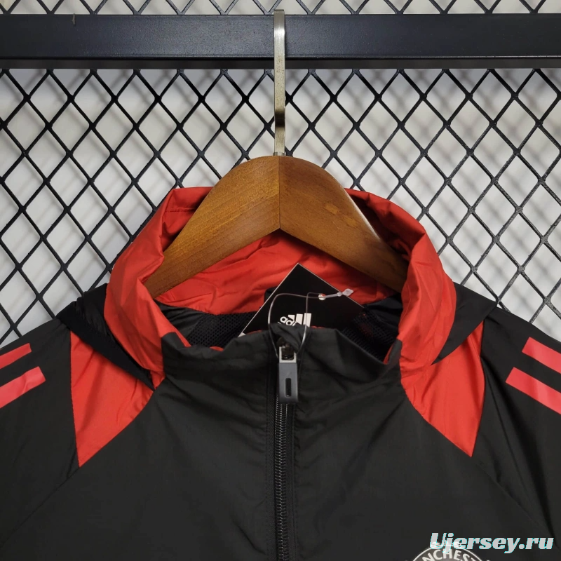 25/26 Manchester United Jacket Black Windbreaker