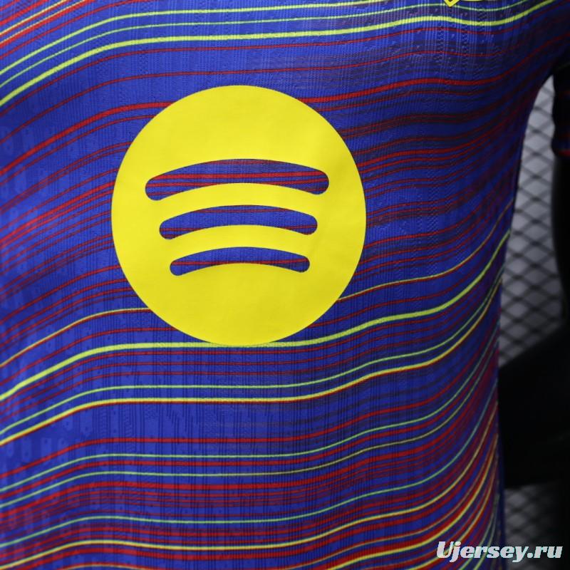 Player Version 25/26 FC Barcelona Blue with Colorful Wave Stripes Jersey