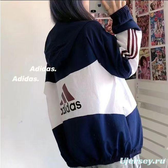 2025 Adidas White/Black/Wine Full Zipper Hoodie Windbreaker