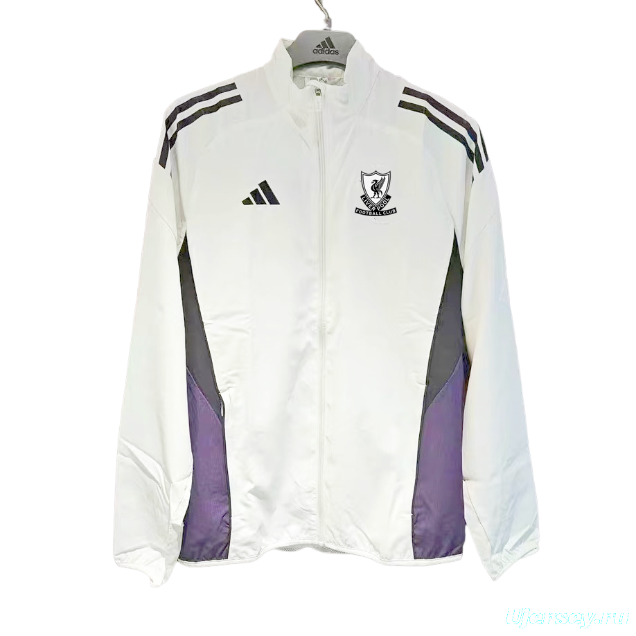 25/26 Liverpool White Full Zipper Windbreaker