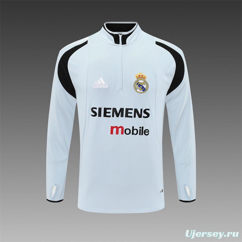 Retro 04/05 Real Madrid Light Grey Half Zipper Jacket