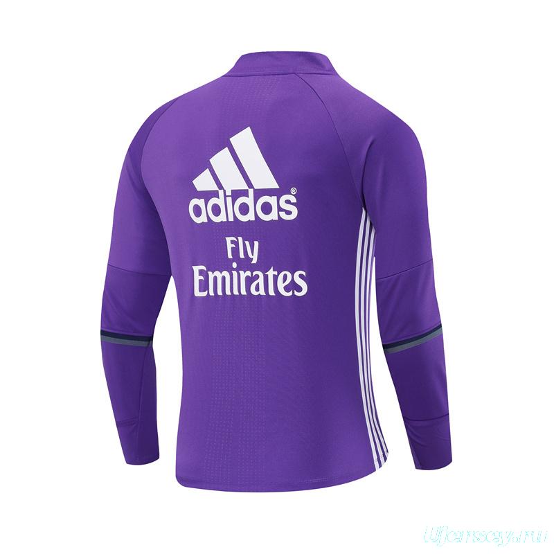 Retro 16/17 Real Madrid Purple Half Zipper Jacket