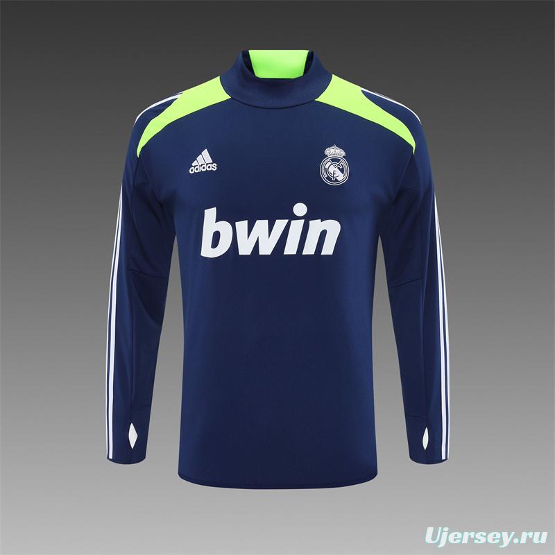 Retro 12/13 Real Madrid Royal Blue Half Zipper Jacket+Long Pants