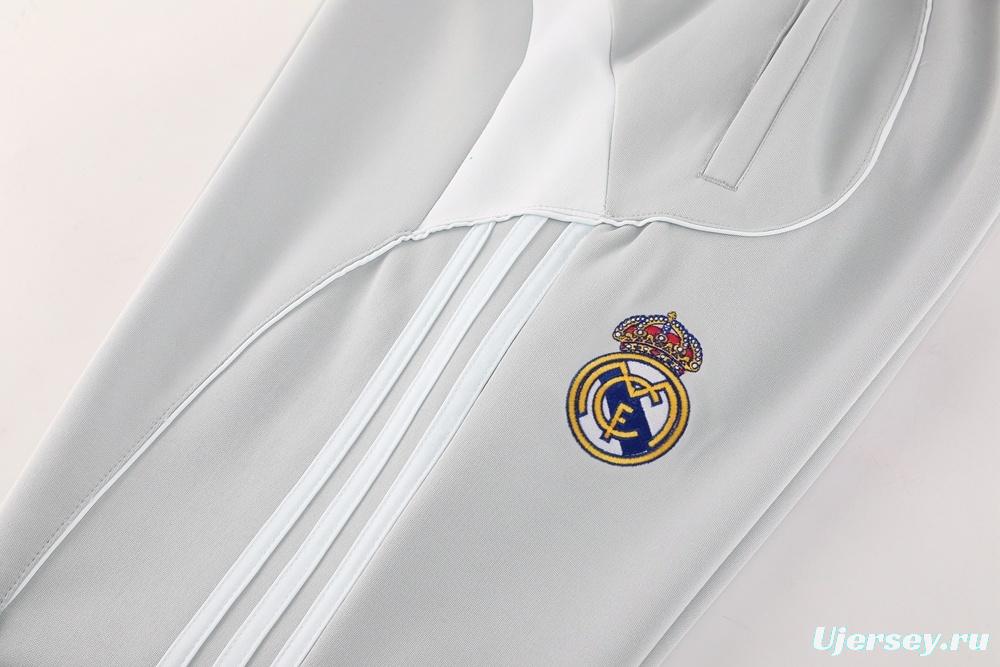 25/26 Real Madrid Grey Full Zipper Jacket + Long Pants