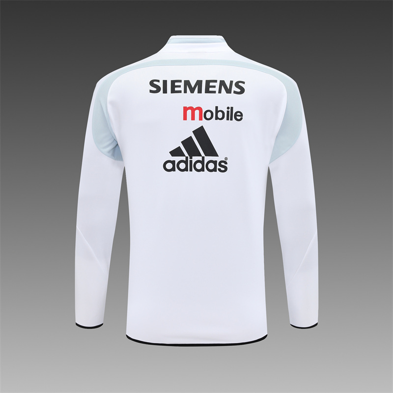 Retro 04/05 Real Madrid White Half Zipper Jacket