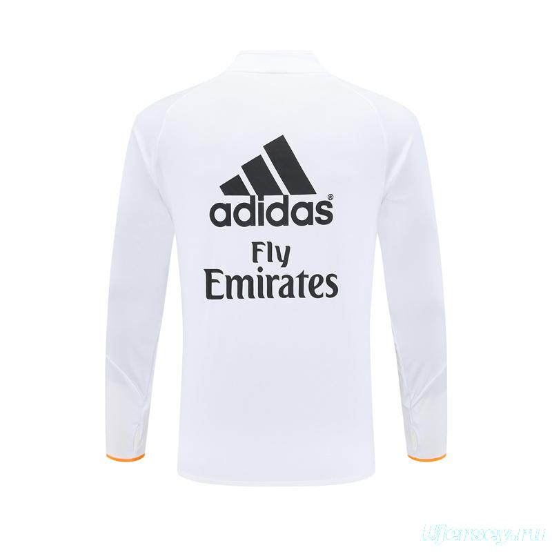 Retro 13/14 Real Madrid White Half Zipper Jacket