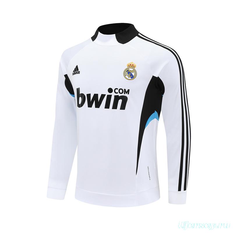 Retro 08/09 Real Madrid White Half Zipper Jacket