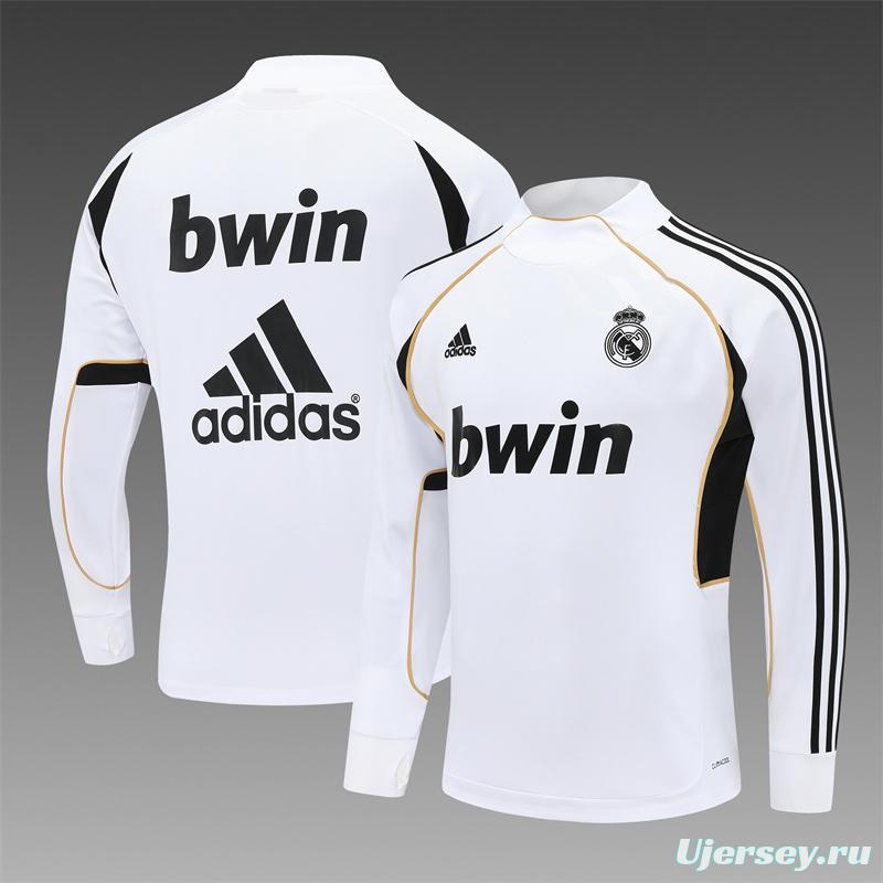 Retro 11/12 Real Madrid White Half Zipper Jacket+Long Pants