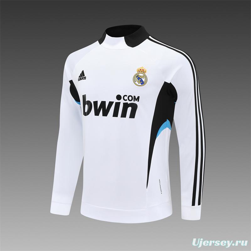 Retro 08/09 Real Madrid White Half Zipper Jacket