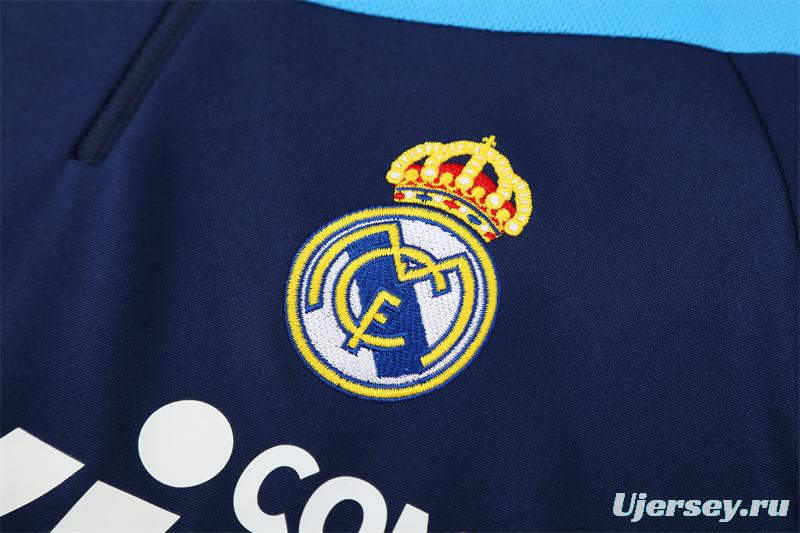 Retro 09/10 Real Madrid Royal Blue Half Zipper Jacket