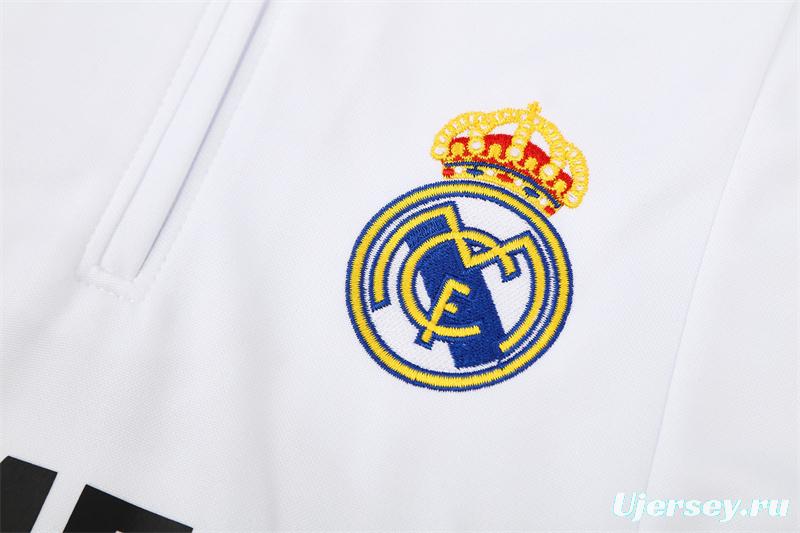 Retro 04/05 Real Madrid White Half Zipper Jacket