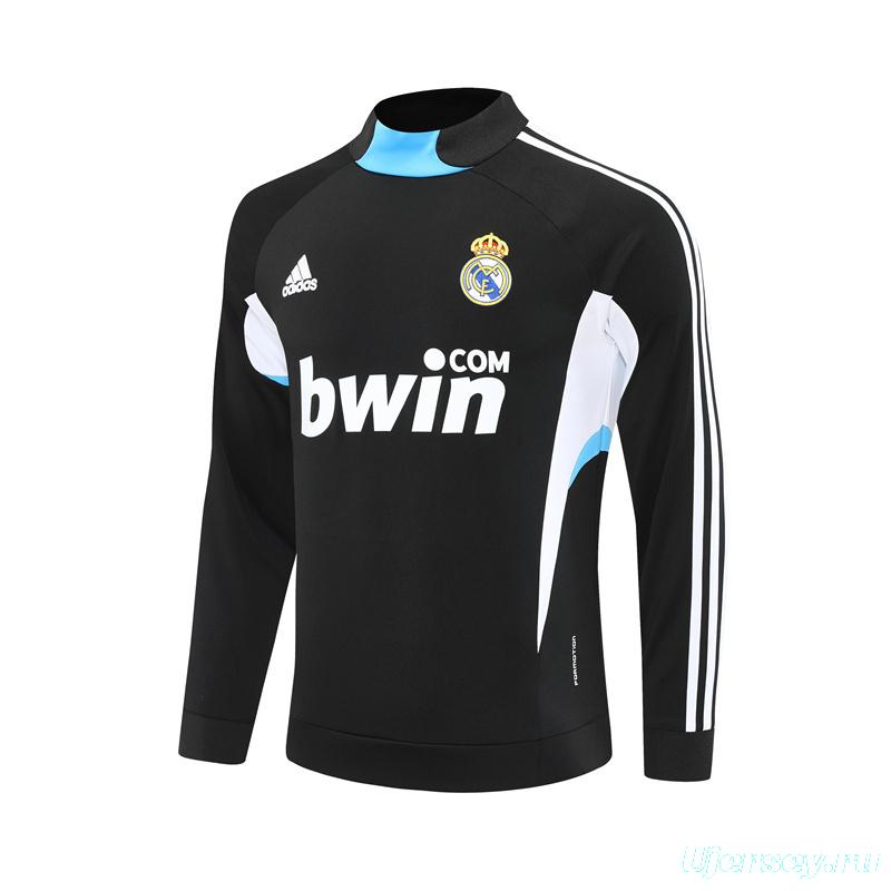Retro 08/09 Real Madrid Black Half Zipper Jacket