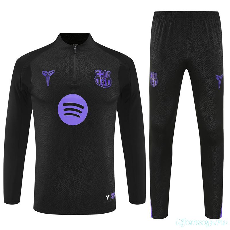 25/26 Barcelona Black Joint Edition Half Zipper Jacket+Long Pants
