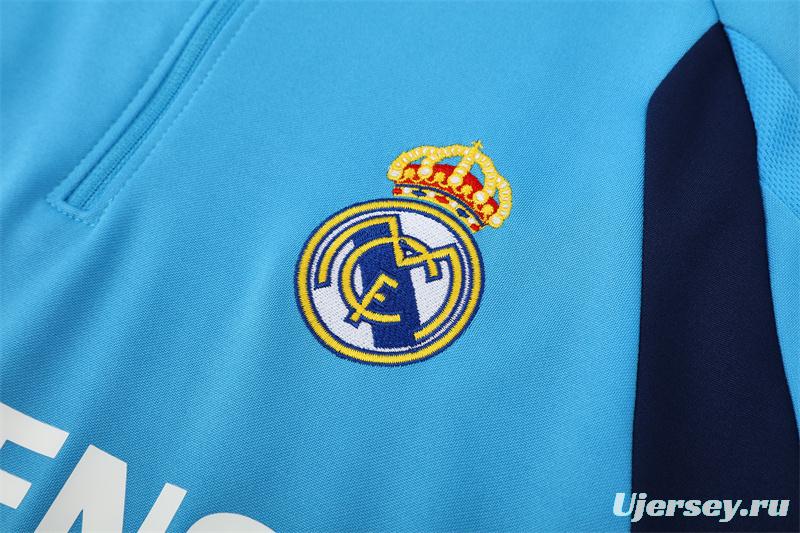 Retro 05/06 Real Madrid Light Blue Half Zipper Jacket