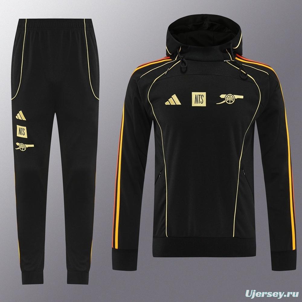 25/26 Arsenal Black Full Zipper Jacket + Long Pants