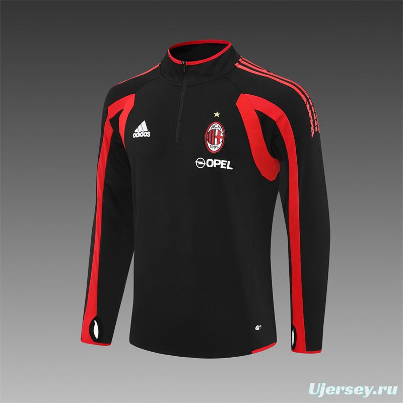 Retro 05/06 AC Milan Black Half Zipper Jacket+Long Pants