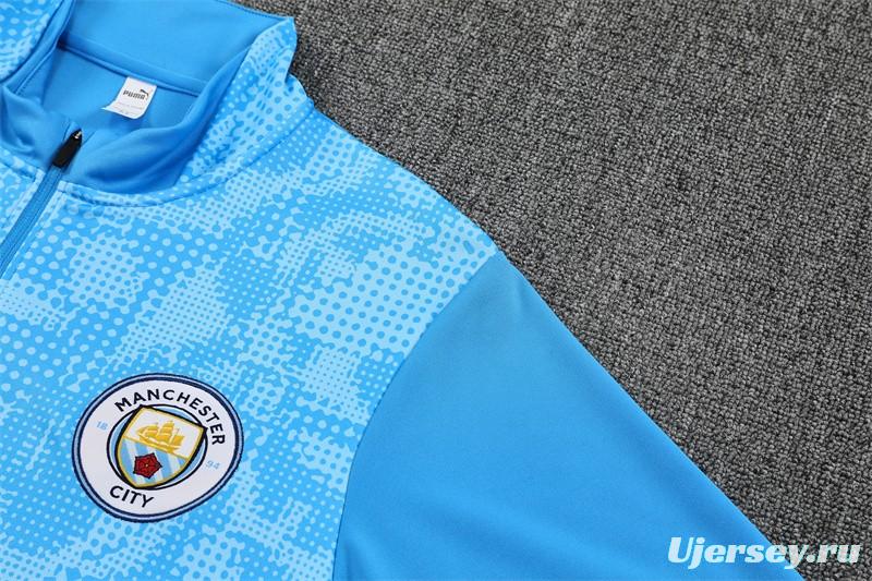 25/26 Manchester City Light Blue Camouflage Half Zipper Jacket+Long Pants