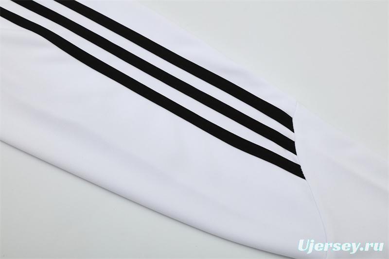 Retro 13/14 Real Madrid White Half Zipper Jacket+Long Pants