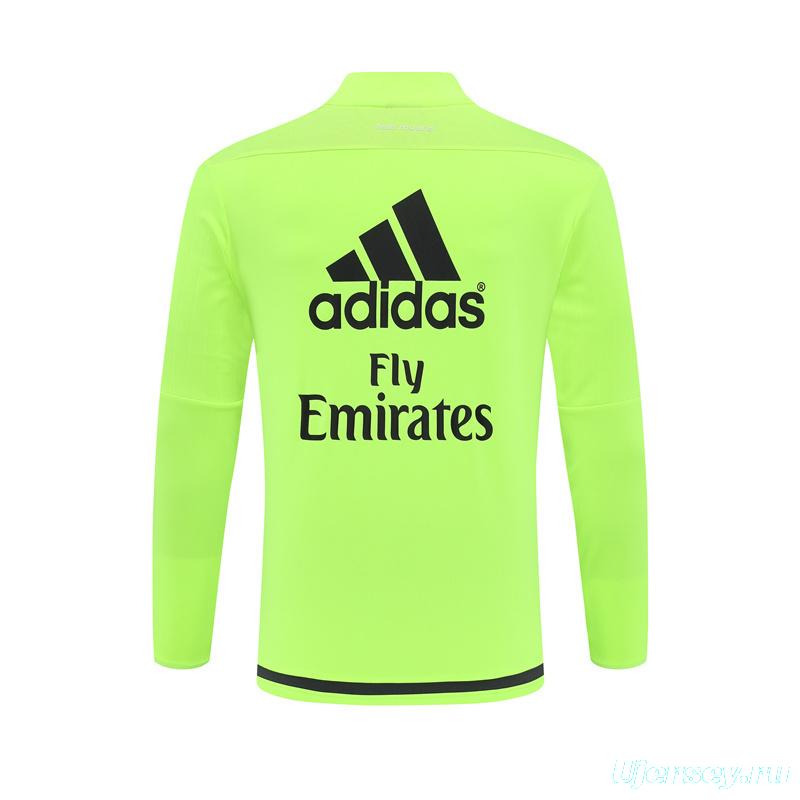 Retro 15/16 Real Madrid Fluorescent Green Half Zipper Jacket