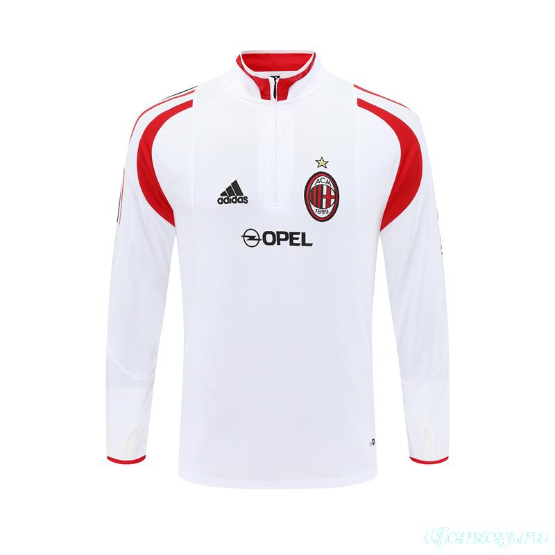 Retro 04/05 AC Milan White Half Zipper Jacket+Long Pants