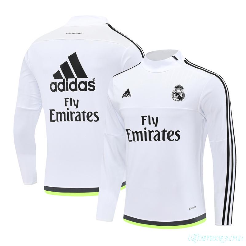 Retro 15/16 Real Madrid White Half Zipper Jacket