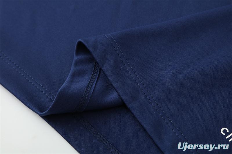 Retro 16/17 Real Madrid Royal Blue Half Zipper Jacket+Long Pants