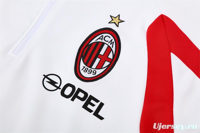Retro 05/06 AC Milan White Half Zipper Jacket+Long Pants