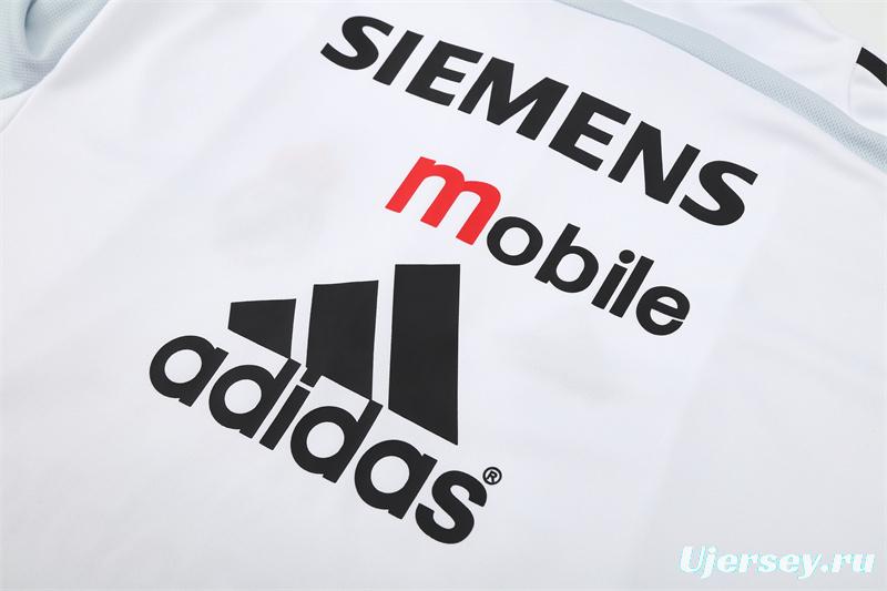 Retro 04/05 Real Madrid White Half Zipper Jacket+Long Pants