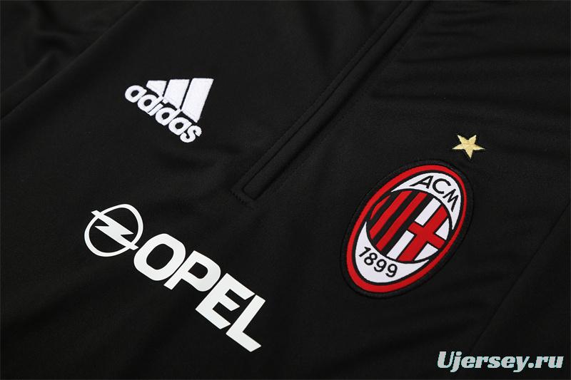 Retro 04/05 AC Milan Black Half Zipper Jacket+Long Pants