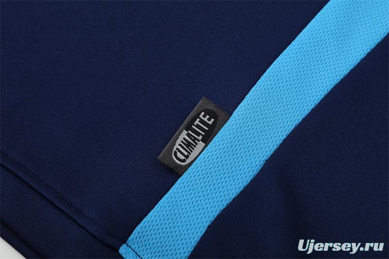 Retro 03/04 Real Madrid Royal Blue Half Zipper Jacket+Long Pants