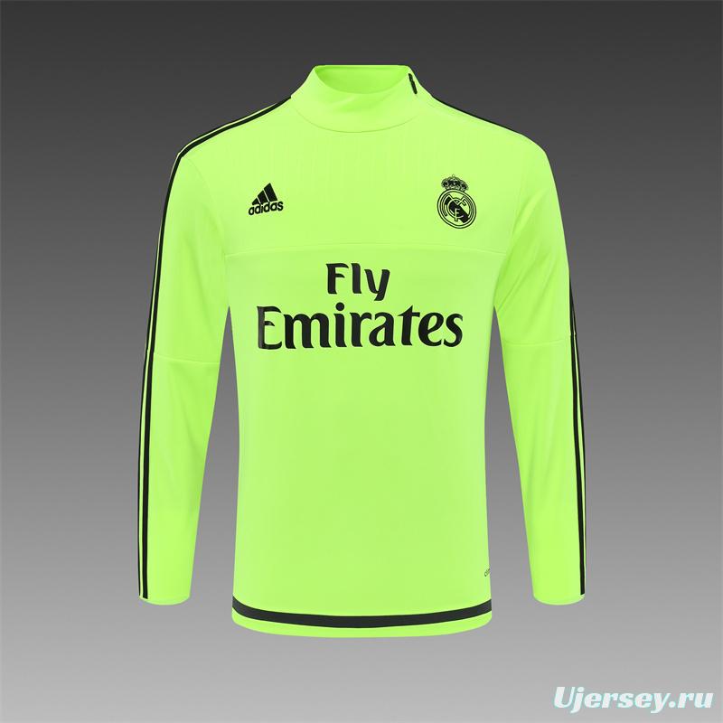 Retro 15/16 Real Madrid Fluorescent Green Half Zipper Jacket