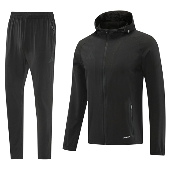 25/26 Adidas Black Hoodie Full Zipper Jacket + Long Pants