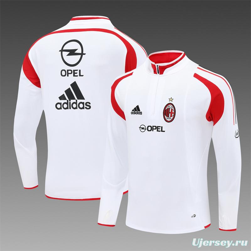 Retro 04/05 AC Milan White Half Zipper Jacket