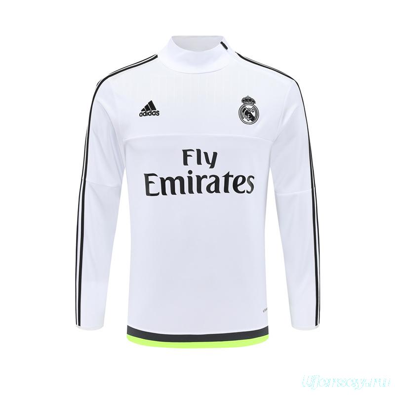 Retro 15/16 Real Madrid White Half Zipper Jacket