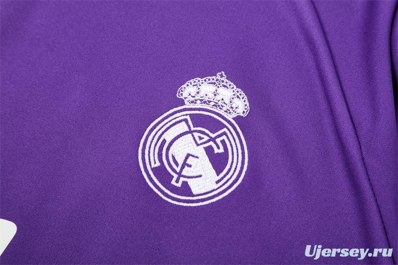 Retro 16/17 Real Madrid Purple Half Zipper Jacket