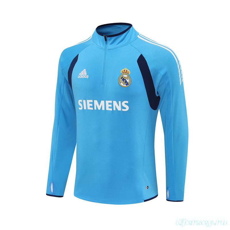 Retro 05/06 Real Madrid Light Blue Half Zipper Jacket