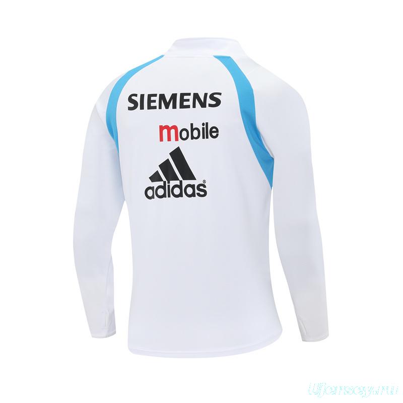 Retro 03/04 Real Madrid White Half Zipper Jacket+Long Pants