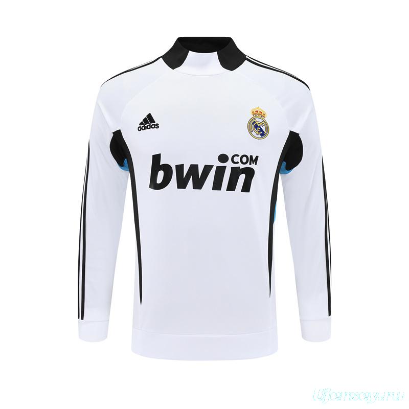 Retro 08/09 Real Madrid White Half Zipper Jacket