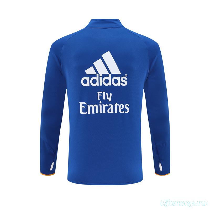 Retro 13/14 Real Madrid Color Blue Half Zipper Jacket