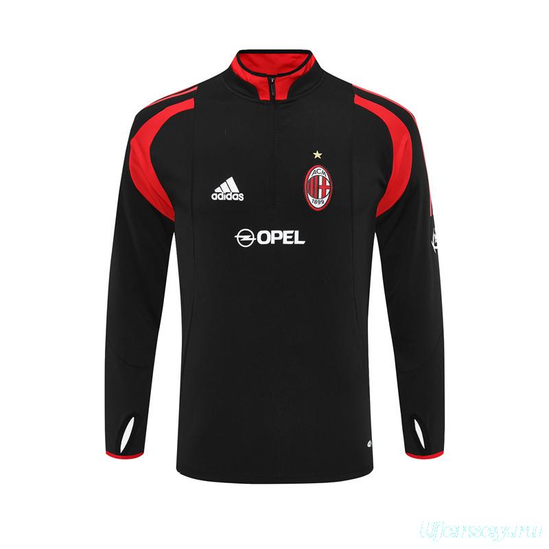 Retro 04/05 AC Milan Black Half Zipper Jacket+Long Pants