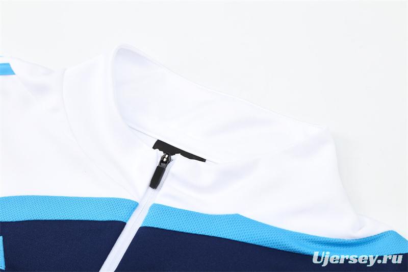 Retro 09/10 Real Madrid White Half Zipper Jacket+Long Pants