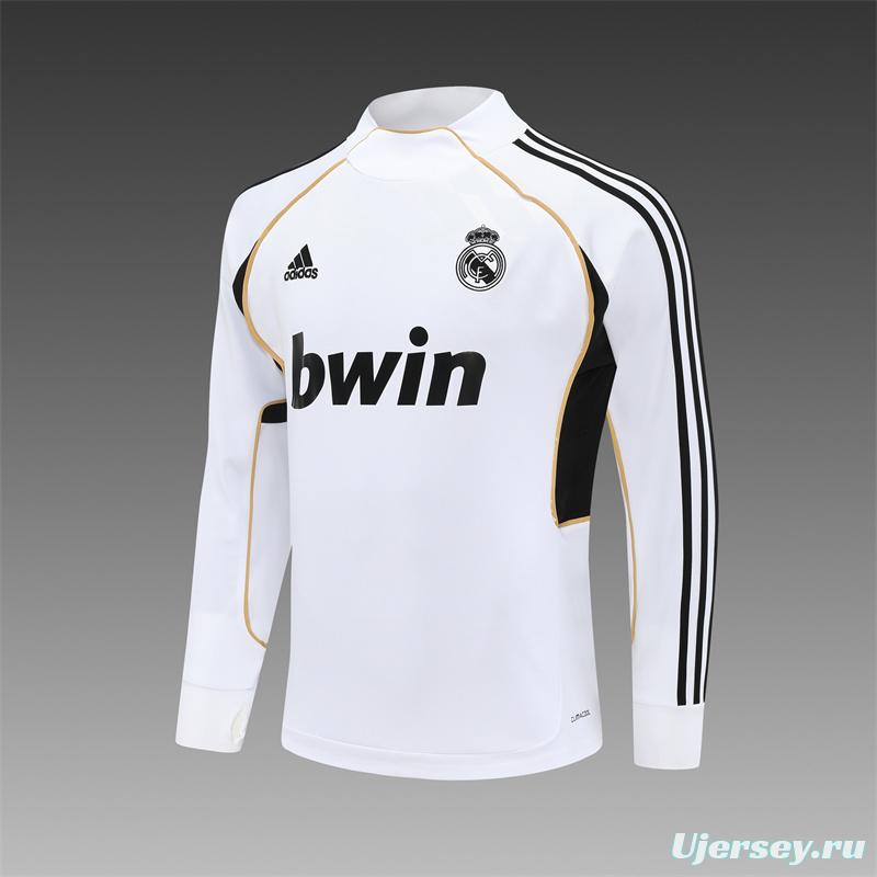 Retro 11/12 Real Madrid White Half Zipper Jacket+Long Pants