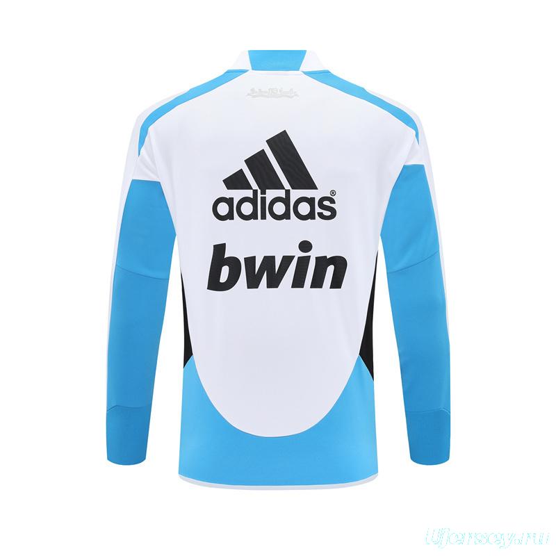Retro 12/13 Real Madrid White/Blue Half Zipper Jacket