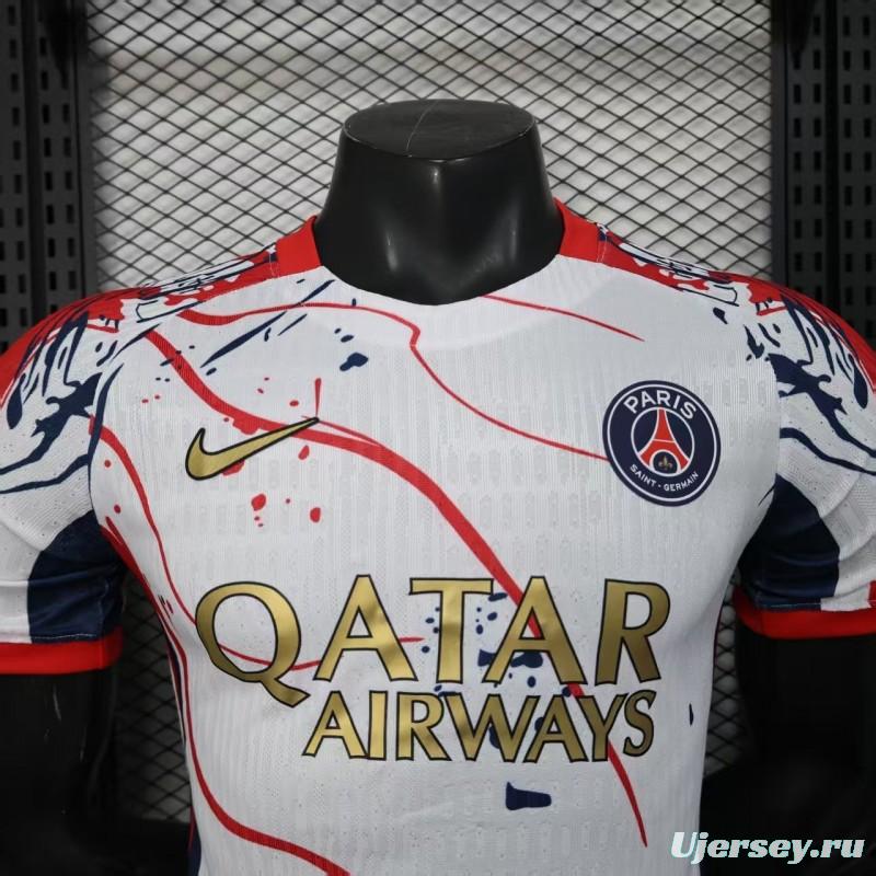Player Version 25/26 PSG/Paris Saint-Germain White with Abstract Art Pattern Jersey