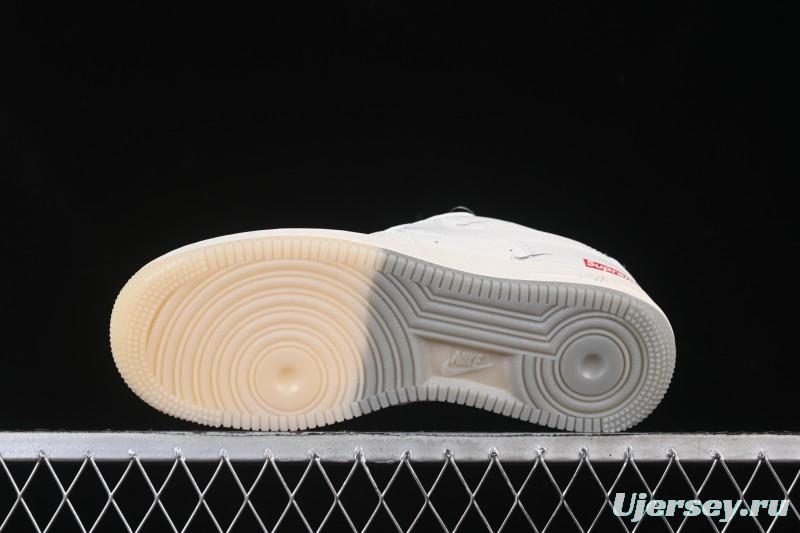 Nike Air Force 1 '07 Low Supreme Collaboration Beige Grey Crystal Sole Casual Sneakers - XX3168-178