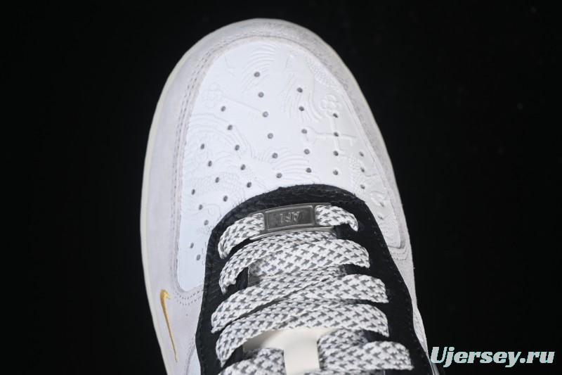 Nike Air Force 1'07 Low Casual Sneakers in White Black Gray - YF9511-805