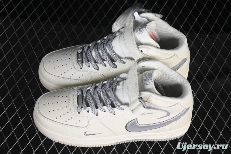Nike Air Force 1 Mid Light Gray Two-Tone Sole All-Star Starry Sky Mid-Top Casual Skate Shoes - XL0236-232