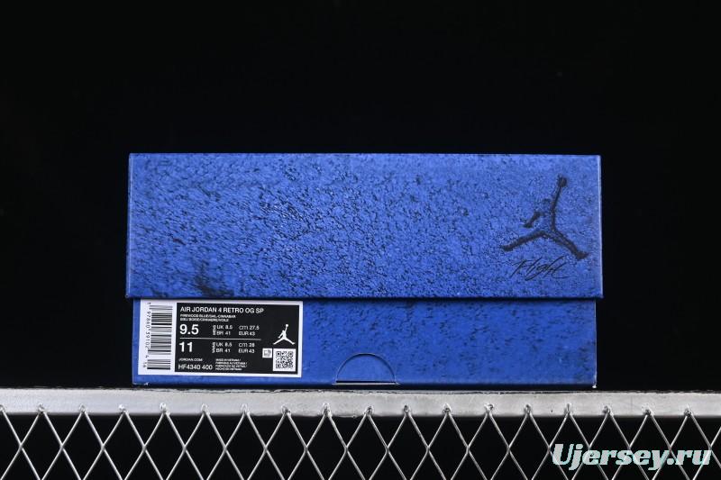 Nike Nigel Sylvester x Air Jordan 4 Retro Blue Collaboration Basketball Shoes - HF4340-400