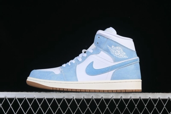 Nike Air Jordan 1 Mid Retro Denim Blue Casual Sneakers - HQ2005-100