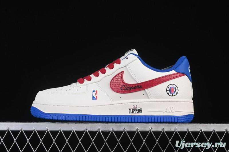 Nike Air Force 1 '07 Low NBA Collaboration Clippers Blue Red Casual Sneakers - QW5606-274